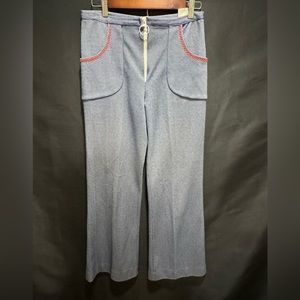 Vintage, navy blue and white pinstripe flare pants